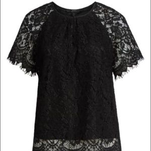 NWT J.Crew Short Sleeve Black Lace Key Hole Top